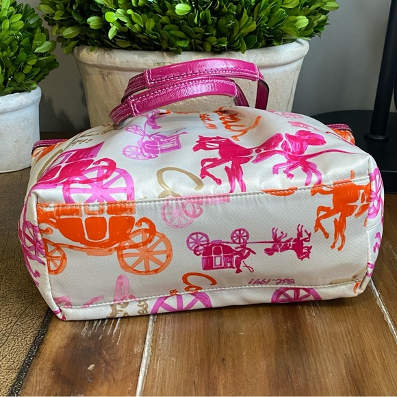 Coach Horse and Carriage Scarf Print Tote Shoulder Bag - Picture 8 of 15